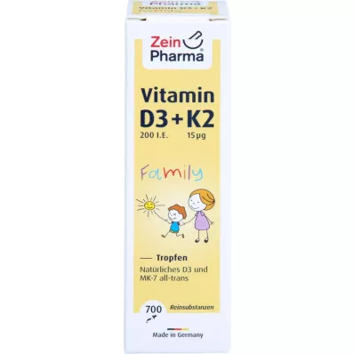 VITAMIN D3+K2 MK-7 todos trans Gotejamento familiar, 20 ml