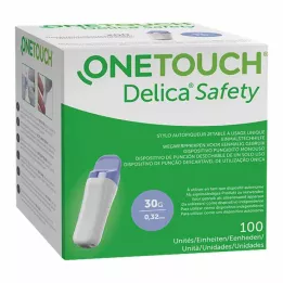 ONE TOUCH Dispositivo de punção capilar descartável Delica Safety 30 G, 100 unidades