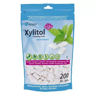 MIRADENT Recarga de pastilha elástica com xilitol e menta, 200 unidades