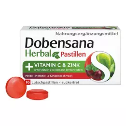 DOBENSANA Vit.C à base de ervas com sabor a cereja &amp; Pastilha de zinco, 16 unid
