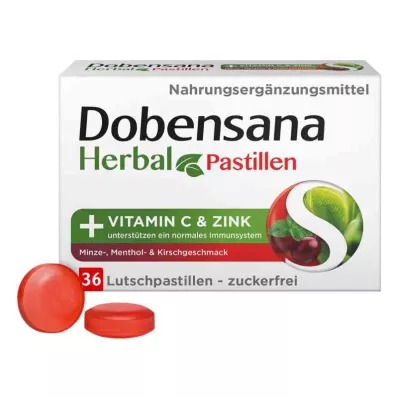 DOBENSANA Vit.C de ervas com sabor a cereja &amp; Pastilha de zinco, 36 unid