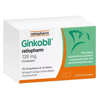 Ginkobil ratiopharm 120mg com Ginkgo biloba, 200 unid