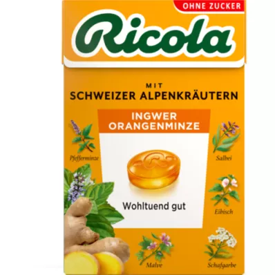 RICOLA o.Z.Box rebuçados de gengibre e laranja com menta, 50 g