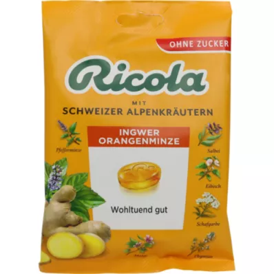 RICOLA o.Z.Bag rebuçados de gengibre e laranja com menta, 75 g