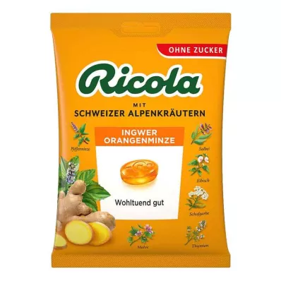 Ricola saco de balas de gengibre e menta sem açúcar, 75 g