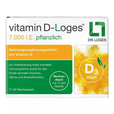 Vitamina D-Loges 7.000 UI de depósito semanal à base de plantas, 60 peças Vitamina D-Loges 7.000 UI de depósito semanal à base de plantas, 60 peças