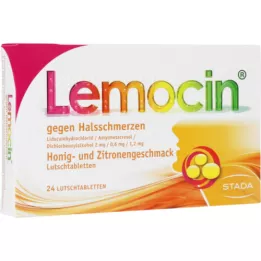 LEMOCIN contra a dor de garganta gomas de mel e limão, 24 unid