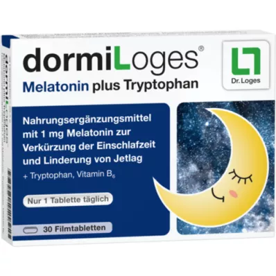 DORMILOGES Melatonin plus tryptophan comprimidos revestidos por película, 30 unidades