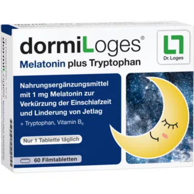 DORMILOGES Melatonin plus tryptophan comprimidos revestidos por película, 60 unidades