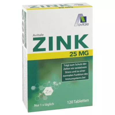Comprimidos de zinco 25 mg, 120 unidades Comprimidos de zinco 25 mg, 120 unidades