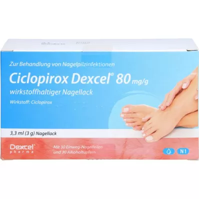 CICLOPIROX Dexcel 80 mg/g verniz de unhas com ingrediente ativo, 3,3 ml