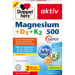 DOPPELHERZ Magnésio 500+D3+K2 Depot Comprimidos, 60 Cápsulas
