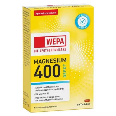 WEPA Magnésio 400 DEPOT+B6 Comprimidos, 60 Cápsulas