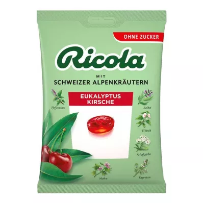 Ricola saco de bombons de eucalipto cereja sem açúcar, 75 g