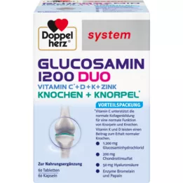 DOPPELHERZ Embalagem combinada Glucosamine 1200 Duo system, 120 unidades