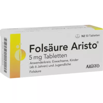 FOLSÄURE ARISTO Comprimidos de 5 mg, 50 unidades