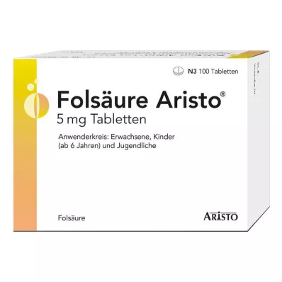 Comprimidos de ácido fólico Aristo 5 mg, 100 unidades Comprimidos de ácido fólico Aristo 5 mg, 100 unidades