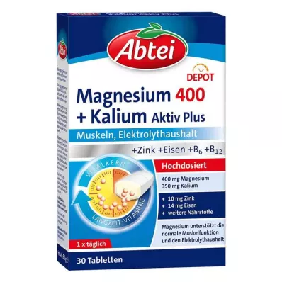 ABTEI Magnésio 400+Potássio, 30 Cápsulas