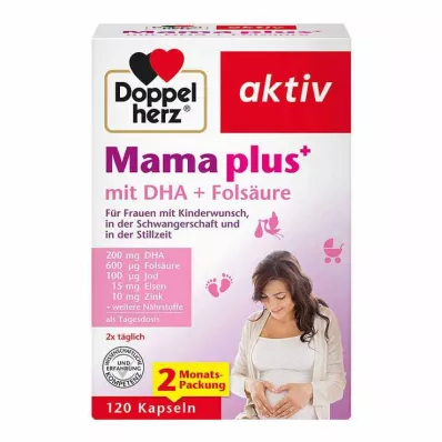 Doppelherz Mama plus com cápsulas DHA + ácido fólico, 120 peças Doppelherz Mama plus com cápsulas DHA + ácido fólico, 120 peças
