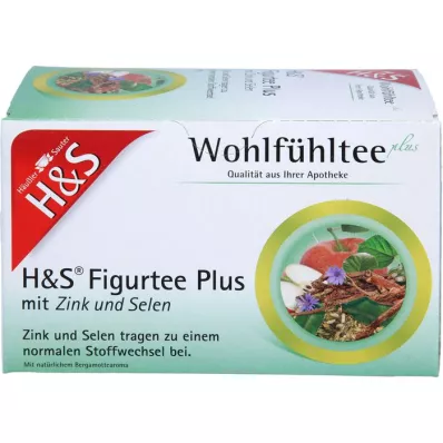 H&amp;S Figurtee Plus com sacos de filtro de zinco e selénio, 20X1,5 g