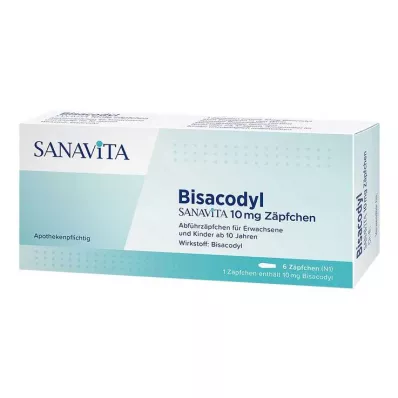 Supositórios Bisacodil Sanavita 10 mg, 6 unidades