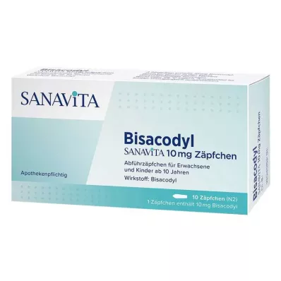 Supositórios Bisacodil Sanavita 10 mg, 10 unidades
