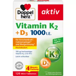 DOPPELHERZ Vitamina K2+D3 1000 U.I. Comprimidos, 120 Cápsulas