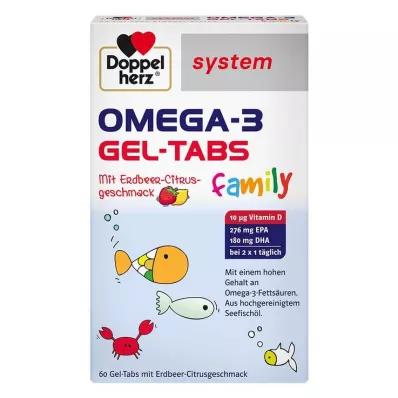 Doppelherz Omega-3 Gel-Tabs família Morango Citrus sistema, 60 unidades Doppelherz Omega-3 Gel-Tabs família Morango Citrus sistema, 60 unidades