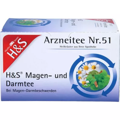 H&amp;S Saquinhos de filtro de chá para estômago e intestino, 20X2,0 g