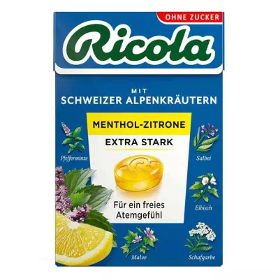 Ricola sem caixa de açúcar mentol limão rebuçados extra fortes (50 g) Ricola sem caixa de açúcar mentol limão rebuçados extra fortes (50 g)