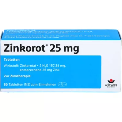 ZINKOROT Comprimidos de 25 mg, 50 unid