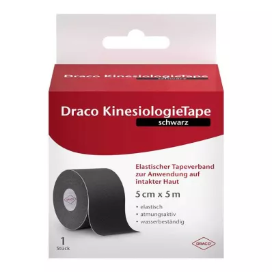 Fita cinesiológica Draco 5 cmx5 m preta, 1 peça Fita cinesiológica Draco 5 cmx5 m preta, 1 peça