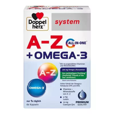 Cápsulas do sistema tudo-em-um Doppelherz A-Z + Omega-3, 60 peças Cápsulas do sistema tudo-em-um Doppelherz A-Z + Omega-3, 60 peças
