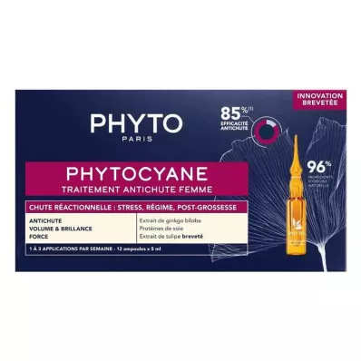 Tratamento Phytocyane para mulheres com queda de cabelo reacionária, 12X5 ml Tratamento Phytocyane para mulheres com queda de cabelo reacionária, 12X5 ml