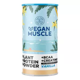 VEGAN MUSCLE Proteína de baunilha e clara de ovo + creatina em pó, 600 g