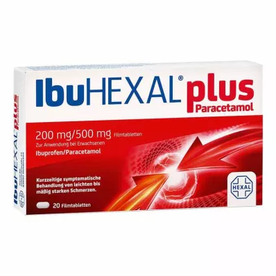 IbuHEXAL mais paracetamol 200 mg / 500 mg comprimidos revestidos por película, 20 unidades IbuHEXAL mais paracetamol 200 mg / 500 mg comprimidos revestidos por película, 20 unidades