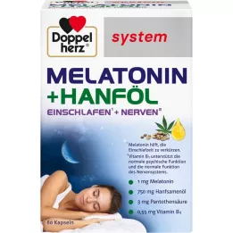 DOPPELHERZ Cápsulas de sistema de melatonina+óleo de hémen, 60 unid