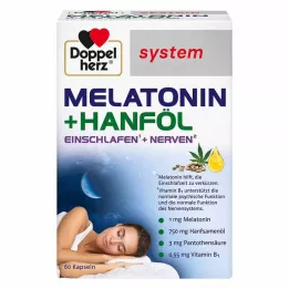 DOPPELHERZ Cápsulas de sistema de melatonina+óleo de hémen, 60 unid