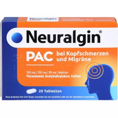 NEURALGIN PAC para comprimidos para dores de cabeça e enxaquecas, 20 unidades