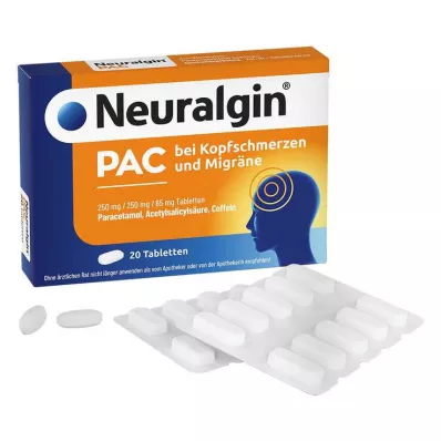 NEURALGIN PAC para comprimidos para dores de cabeça e enxaquecas, 20 unidades