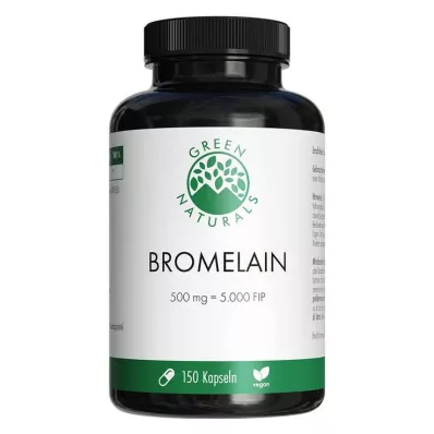 GREEN NATURALS Bromelaína 500 mg vegan com 5000 FIP, 150 unid GREEN NATURALS Bromelaína 500 mg vegan com 5000 FIP, 150 unid