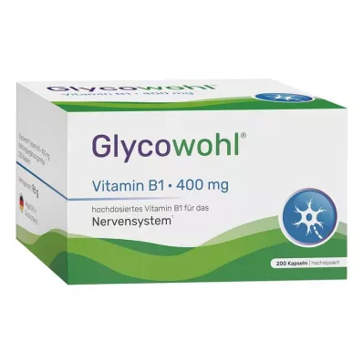 GLYCOWOHL Vitamina B1 tiamina 400 mg cápsulas de dose elevada, 200 unid